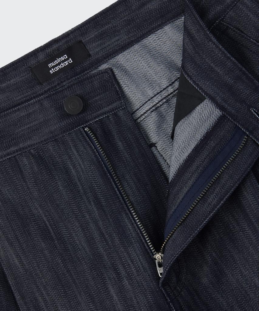 MUSINSA STANDARD Vertical Slub One-Tuck Wide Denim Shorts [Dark Indigo]