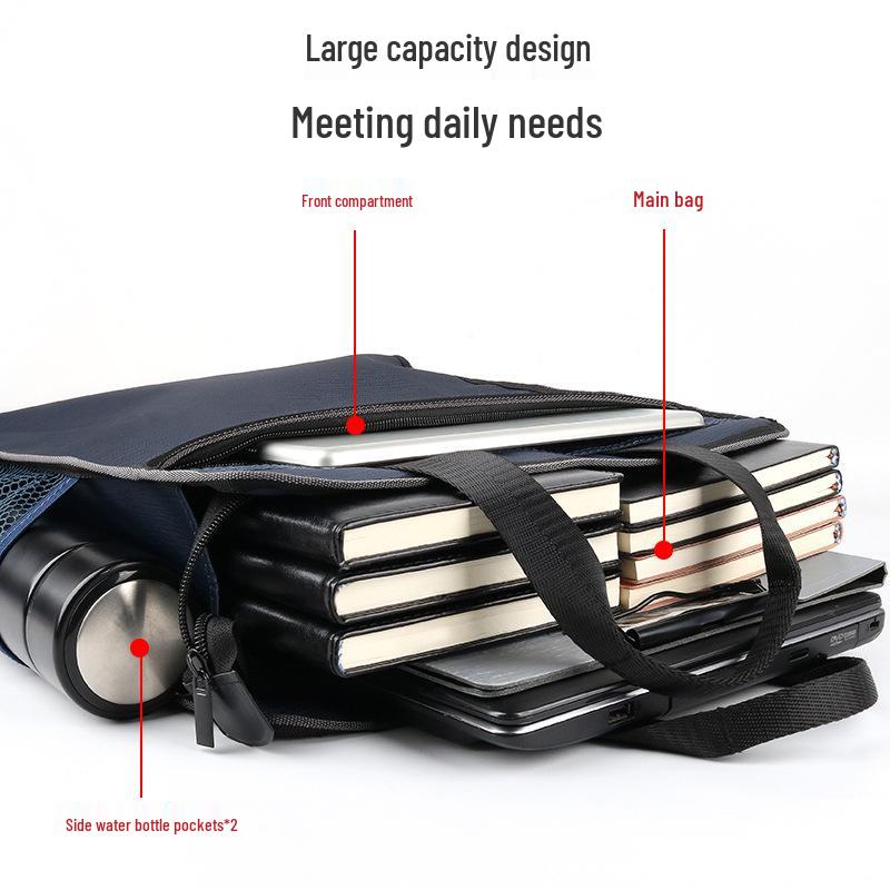 Waterproof Oxford Cloth A4 Document Tote Bag with Double Layers for Conference and Study
