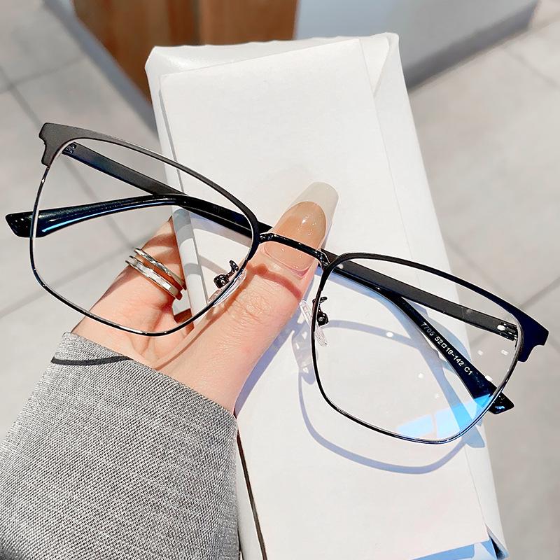 

Мужские ультралегкие полуободковые оправы для очков с большими линзами, блокирующими синий свет Plano UV Protection Lenses