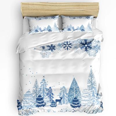 Natale Inverno Fiocco di Neve Arco Alce Copripiumino Set Letto Biancheria da Letto Casa Copripiumino Federe Set Letto Camera da Letto Senza Lenzuolo