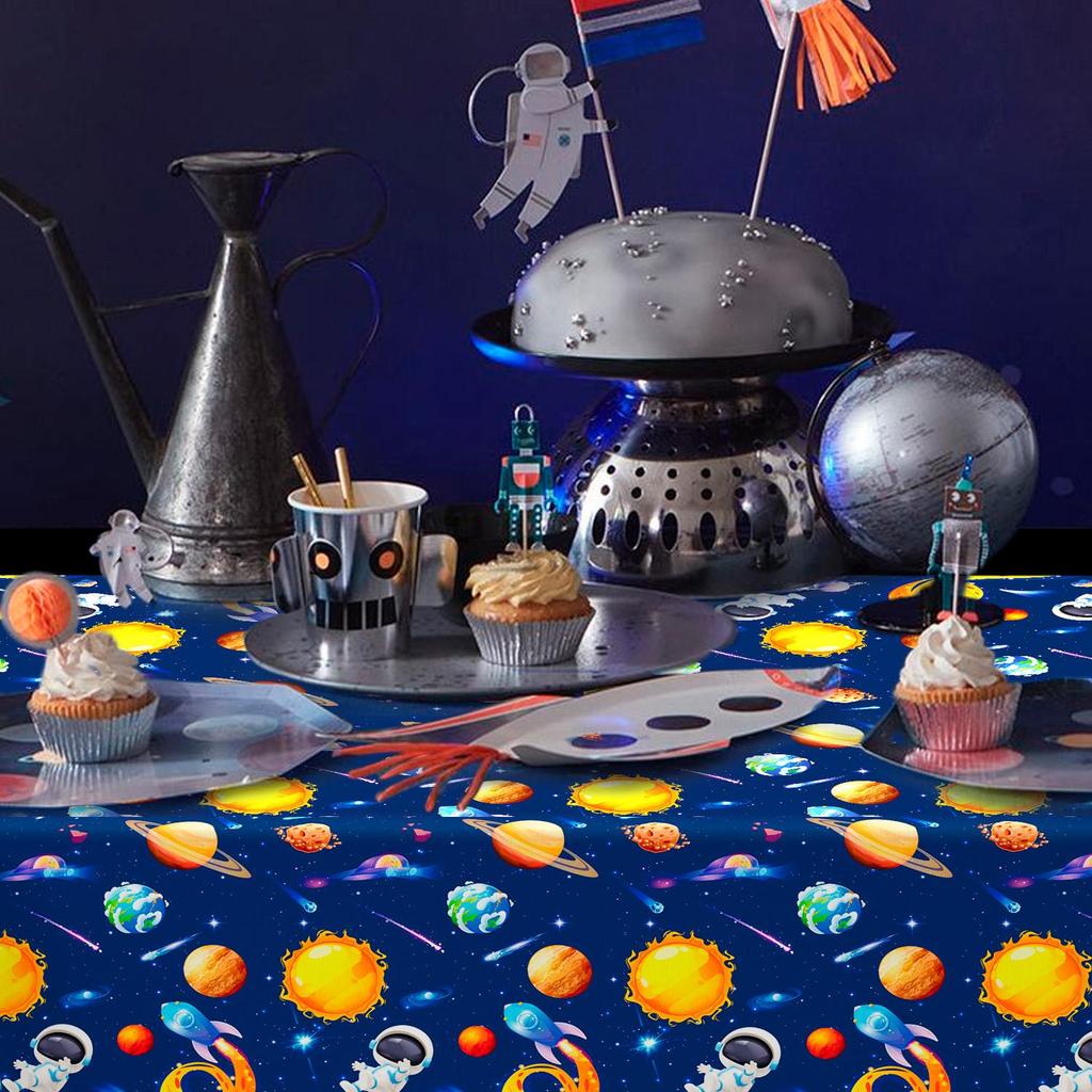 3 Pcs Space Tablecloth, Outer Space Party Table Cloth Set - Astronaut Table Covers, Space Birthday Party Tablecloth