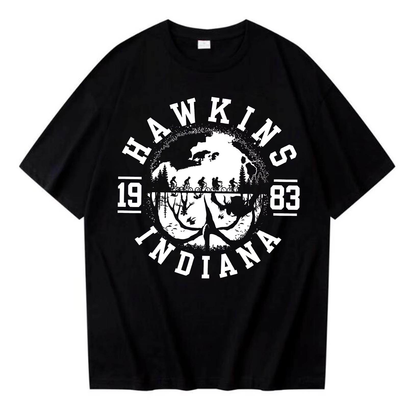 

Hawkins Indiana Tshirt Unisex Women Upside Down Shirt Harajuku Short Sleeve Oneck Casual for Movie Fan Gift Summer New S