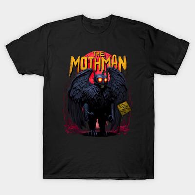 Asian Size Men Print T-shirt The Mothman No-Cut Heat Transfer Print Cotton Tshirt