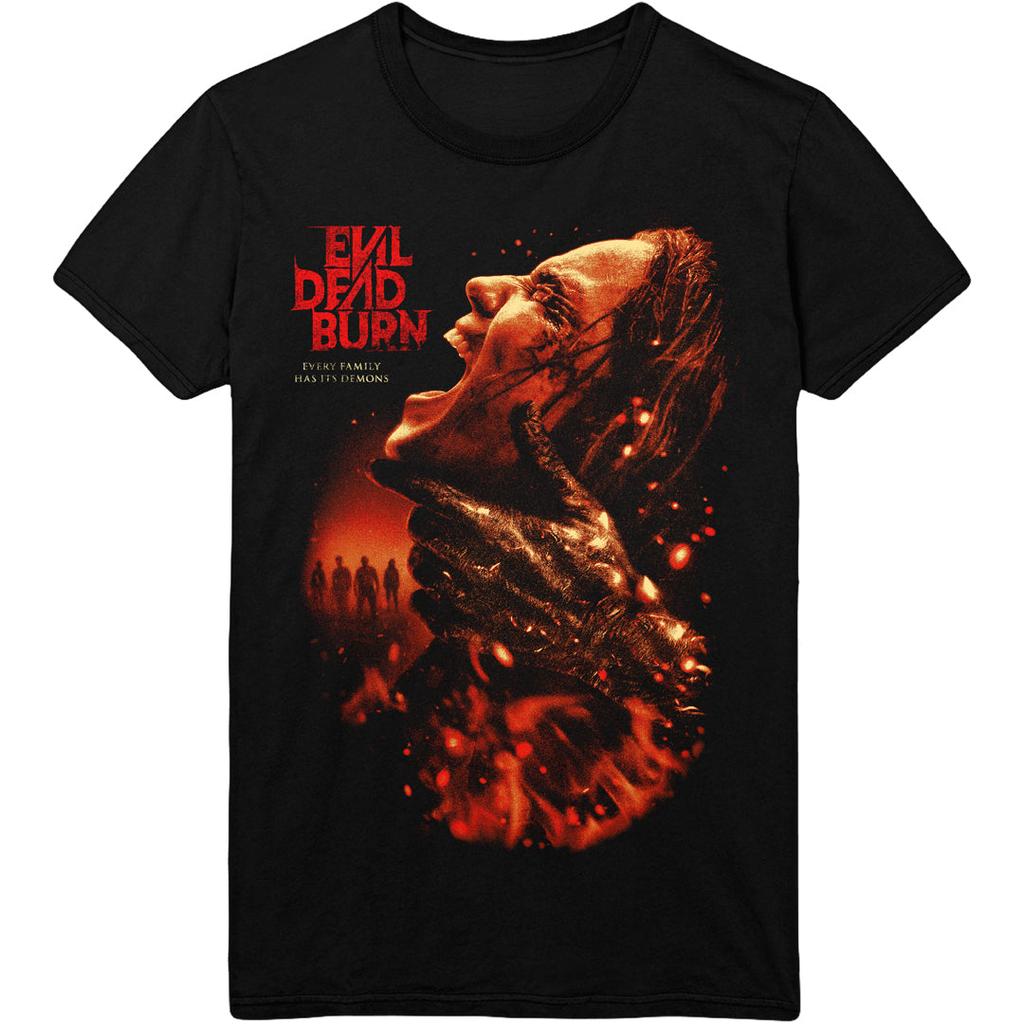 Evil Dead Burn Jede Familie Hat Ihre Dämonen Horrorfilm Poster T-Shirt Baumwolle Grafik T-Shirt Unisex Unisex Sommer Streetwear