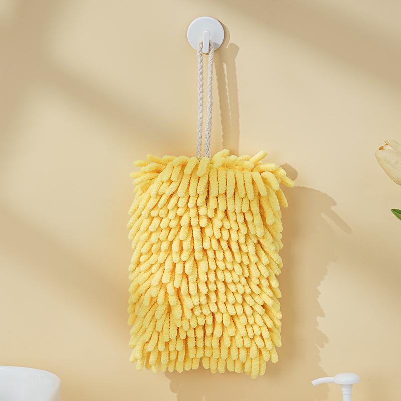 

Cute Chenille Quick-Dry Hanging Hand Towel: Strong Absorption, Thickened Design for Kitchen & Bathroom Use Ultra Soft Texture