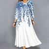Oversized Ladies Two Piece Set Printed Slip Dress With Long Sleeve Open Front Cardigan