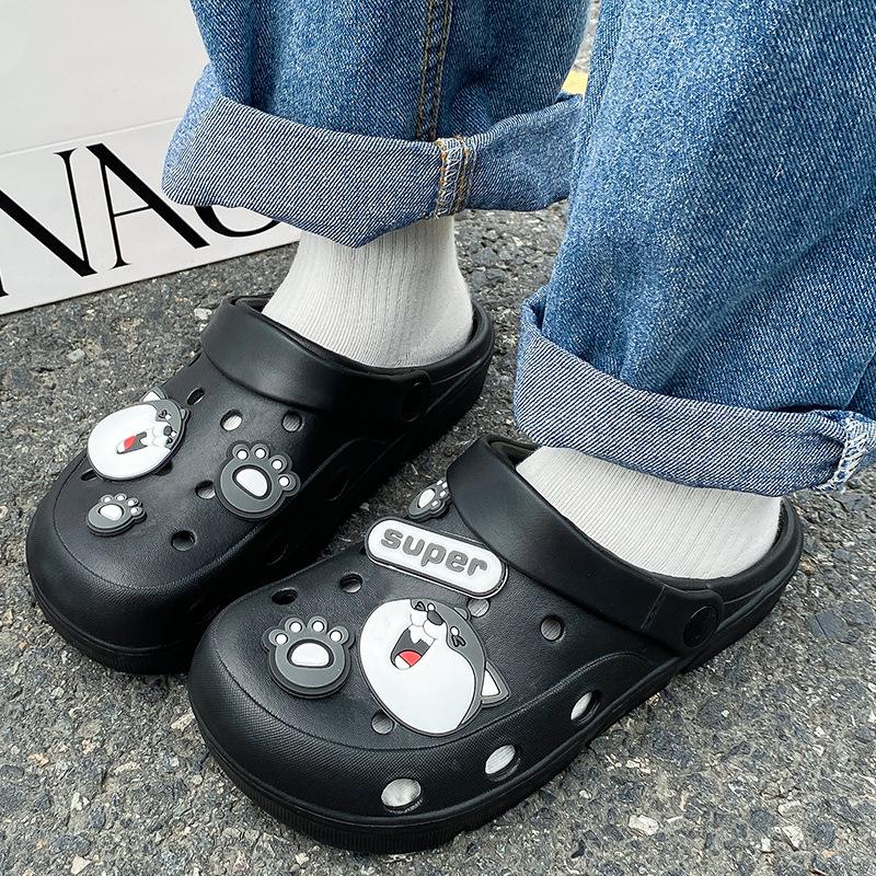 New cartoon hole shoes female nurse doctor surgery shoes two wear cool slippers non-slip bag head beach shoes