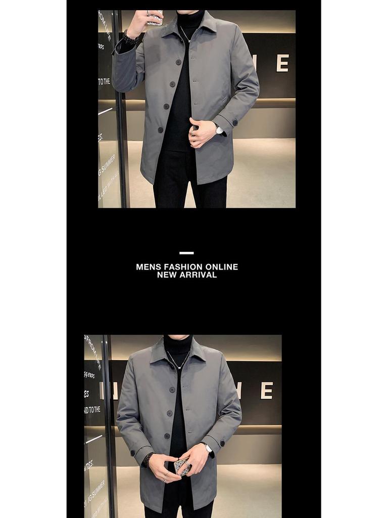 2025 European Men's Lapel Mid-Length Down Jacket - High-Quality Business Casual Warm Outerwear