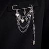 Minimalist Cross Jewelry Paperclip Chain Brooch—Unisex Punk Hip Hop Heart Pin with Tassel for Suits