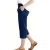Women’s Mid Rise Elastic Waistband Denim Capris with Pockets Loose Fit Cropped Jeans for Everyday Wear
