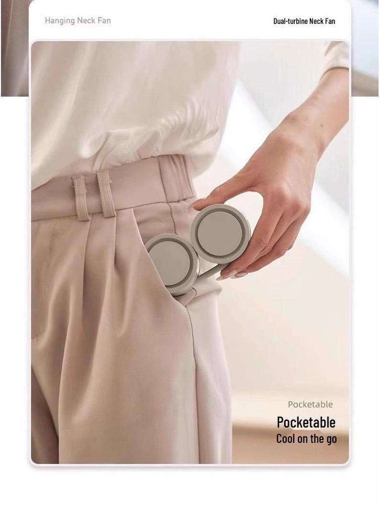 Portable Silent Rechargeable Leafless Neck Fan