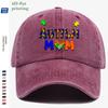 pc Autism Themed Puzzle Print Baseball Cap Colorful Puzzle Letters AUTISM with Heart Puzzle And MOM Lettering MotherS Da