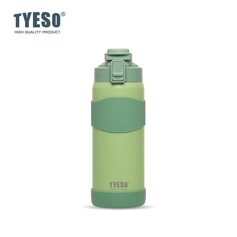 TYESO 750ML Double Wall Insulated Water Bottle Hot Leakproof 304 Stainless Steel Flask for Fitness Outdoor Daily Use Drink with non-slip pad