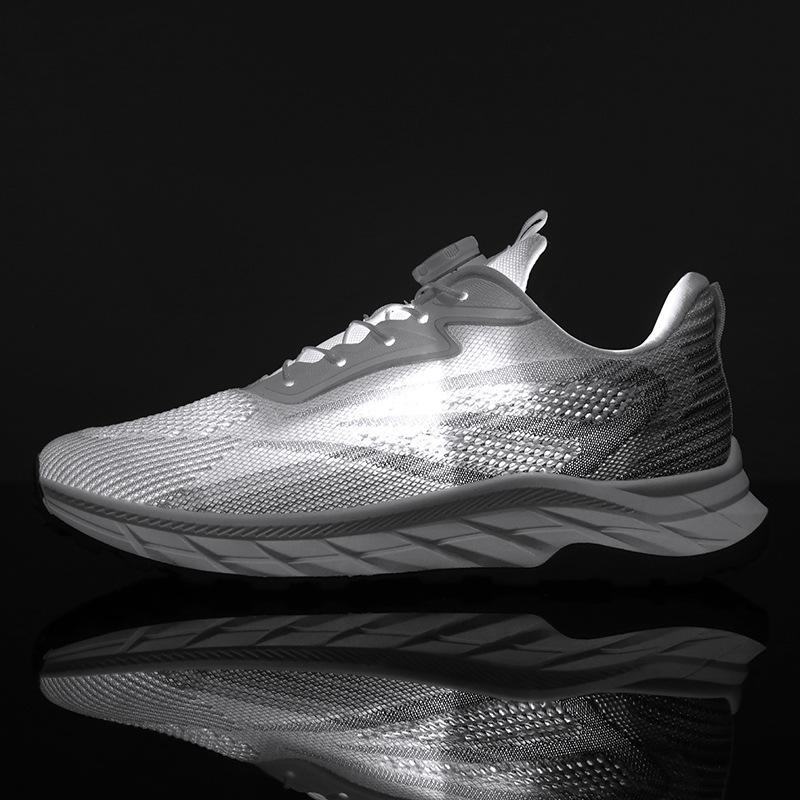 2024 Summer New Rotating Button Strap-free Platform Sneakers Fashionable Fly-woven Breathable Running Men's Shoes