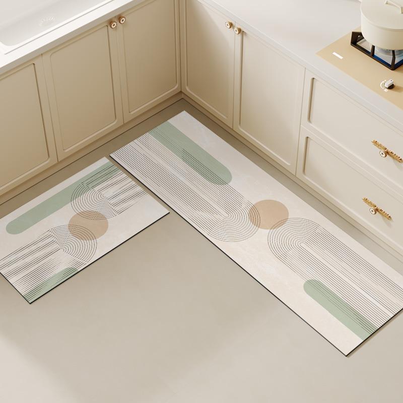 Kitchen Floor Mat Non-slip Oil-proof Carpet Pvc Leather Waterproof Foot Mats Wipeable No-clean Rug Long Strip Decoration Carpets