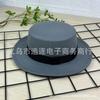 Simple black strap flat top woolen top hat autumn and winter woolen hat men's and women's hats flat edge retro British gentleman's hat