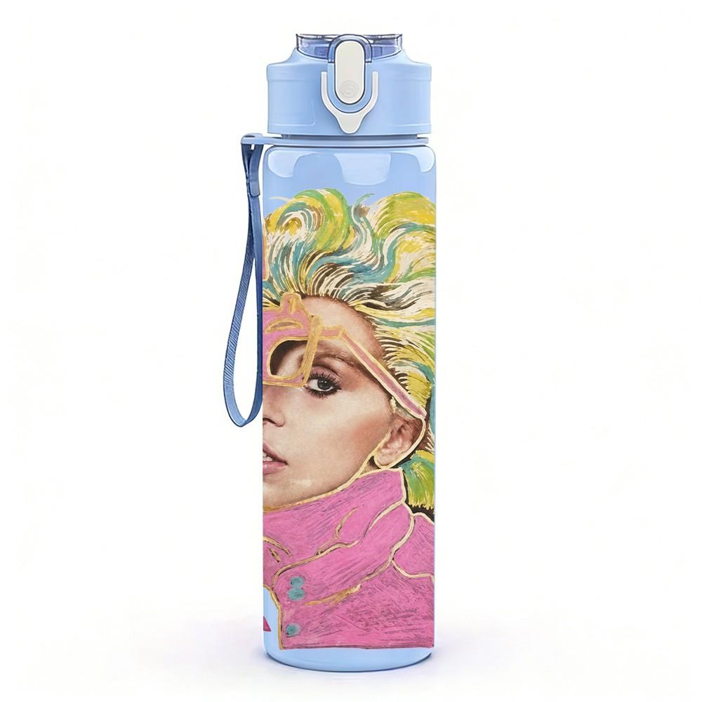 1PC Blonde Female Singer 750ml sports water bottle leakproof straw lid outdoor office home