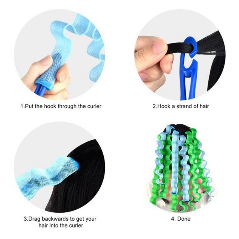 12pcs DIY Magic Hair Curler Heatless Hair Rollers Curlers Hairstyle Roller Sticks 30CM Wave Formers Curling Hair Styling Tools