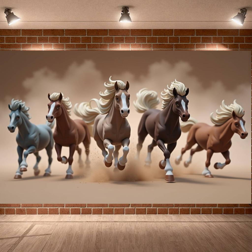 Horse Banner Running Horse Pattern Equine Display Horse Themed Banner Desert Scene For Western Themed Party Cowboy Themed