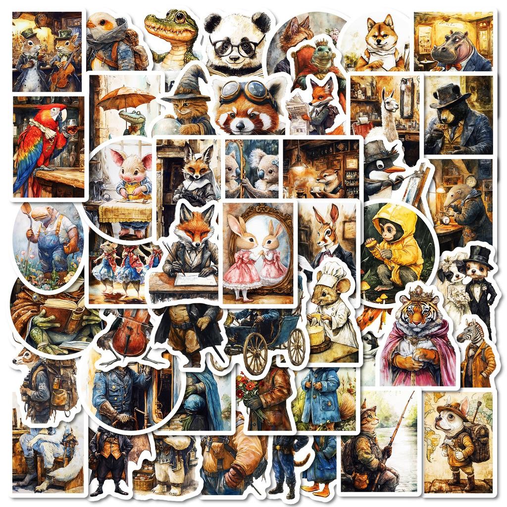 More Than 50 Fine Prints of Non-repetitive Anthropomorphic Animal Graffiti Stickers Pp Waterproof Decorative Stickers