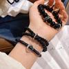 Practical Black Beaded Bracelet Wrist Jewelry Couple String Bracelet for Women Infused with National Style and Graces