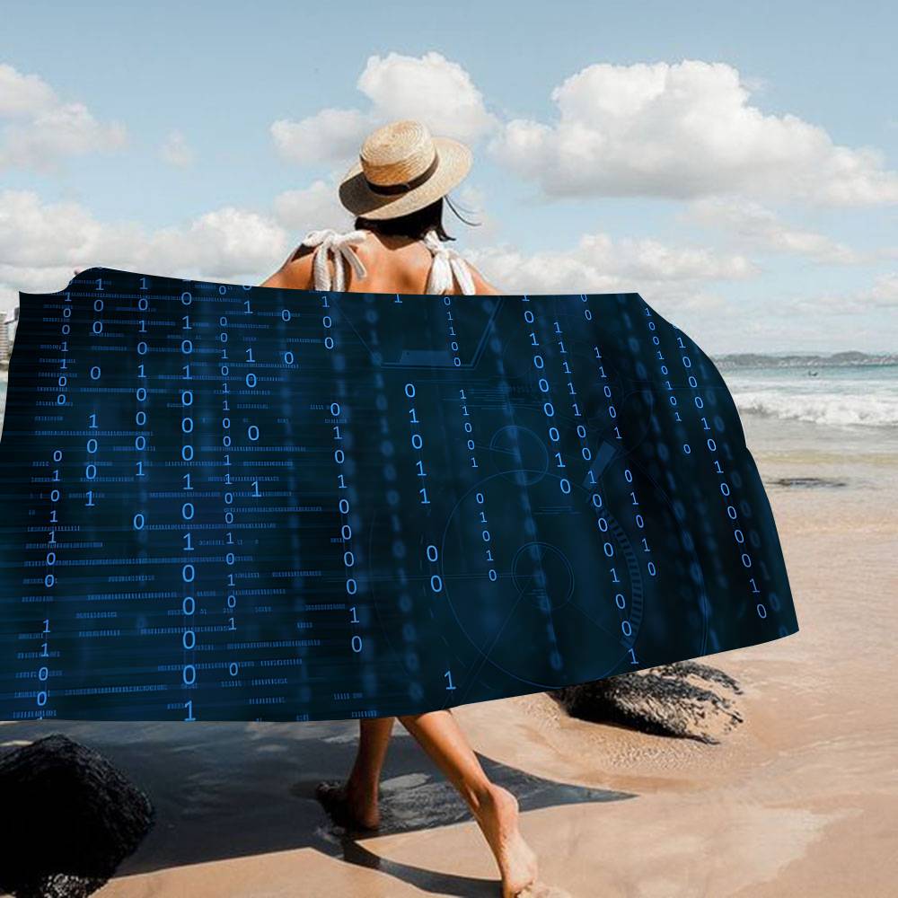 Binary Code The Matrix Program Chart Game Film Beach Towel Bath Towels For Microfiber Quick Dry Custom Sand Free Beach Yoga Spa