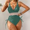 Solid Color High-Waisted Womens One-Piece Swimsuit With Padded Bust Support Backless Design