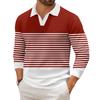 Men's Casual Fashion Printed Lapel Long-sleeved Knitted Bottoming Shirt Top