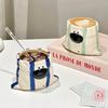 Kawaii Bag Puppy Coffee Cup Ceramic Striped Wrinkle Mug Home Office Latte Creative Couple Water Cup Birthday Gift for Friends