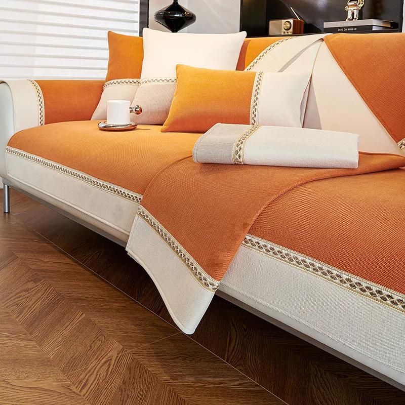 

Четыре сезона универсальный кремовый стиль новый современный светлый роскошный нескользящий чехол для спинки дивана полотенце шенилл диванная подушка 70x70