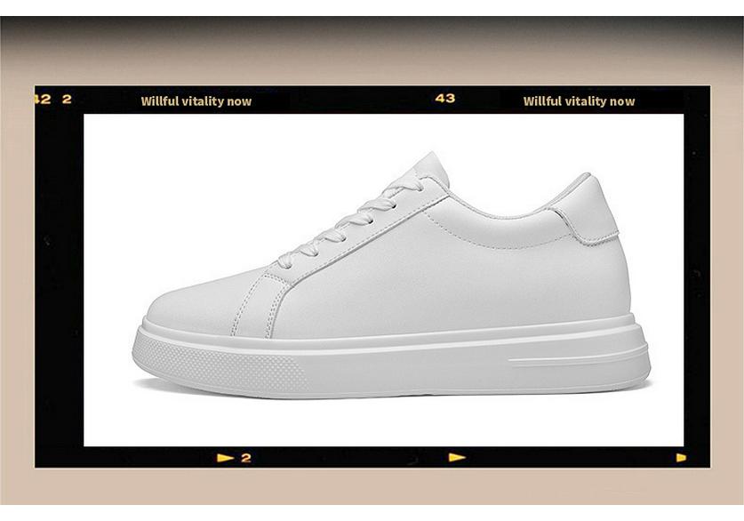 Invisible 8CM Height Increasing Men's Thick Sole White Casual Outdoor Sports Board Shoes