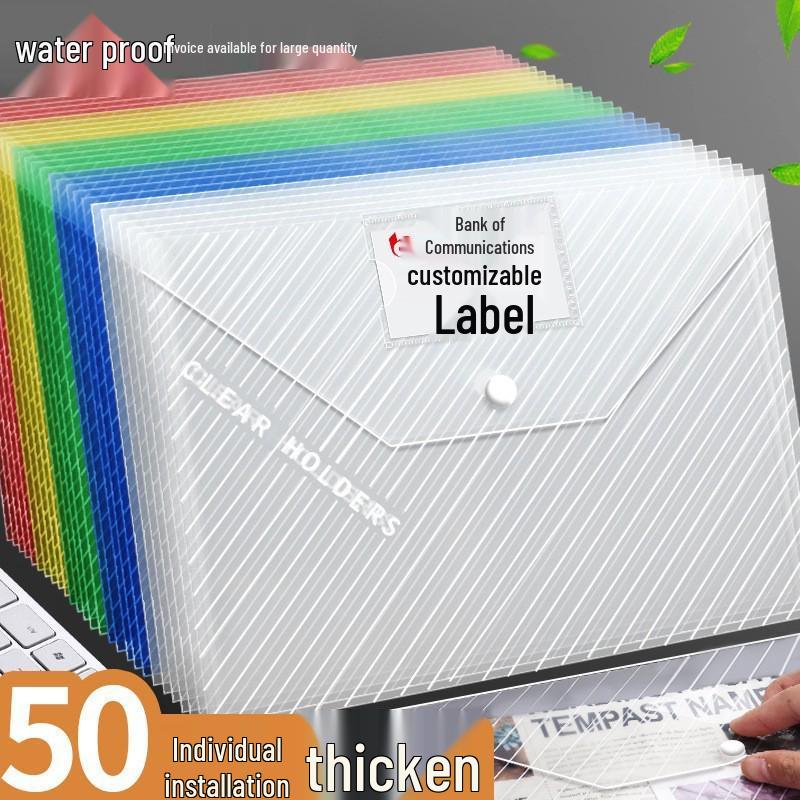 A4 Průhledná plastová taška na dokumenty pro kancelářské potřeby a uskladnění testových papírů