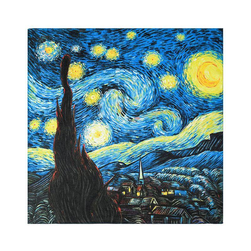 TXRMDX Men s Van Gogh Starry Night Mulberry Silk Neckerchief One Size