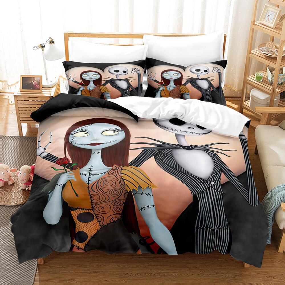 Animation Cartoon Digital Printing Bedding Christmas Eve Fright Polyester Cotton Microfiber Duvet Set Three-Piece Set