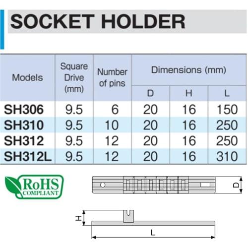 TONE Stikkontakt Holder SH310 Drive 9,5mm (3/8") 10 stk Drive: 9,5 mm (3/8")