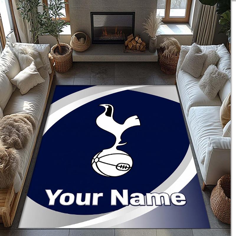 Tottenham Hotspur FC Printed Crystal Velvet Rug Non‑Slip Crystal Velvet Carpet For Sofa Bedroom Indoor Home Decoration