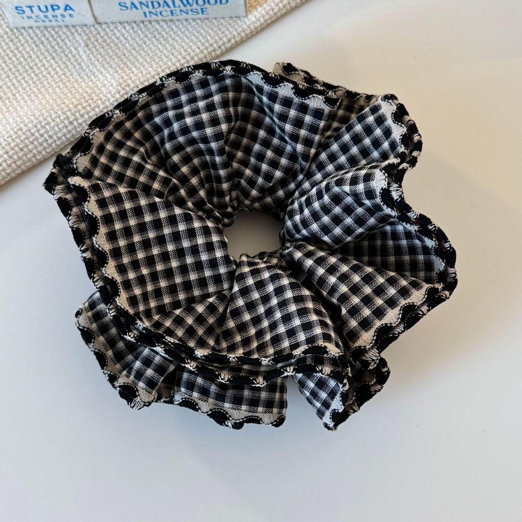 Korean Plaid Slim Waist Large Intestine Hair Tie for Women & Girls - High-End Feel Hair Accessory