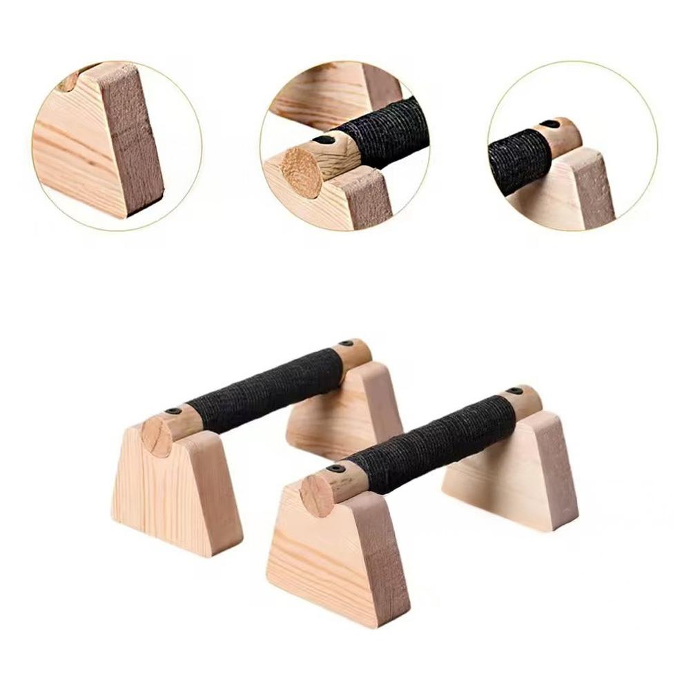 Wooden Push Up Handles Parallettes Bars Workout Equipment Non Slip Grips for Strength Calisthenics Household Fitness Man Woman