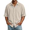 Herren Cord Kurzarm Freizeithemd mit Kragen für Frühling Sommer Outdoor