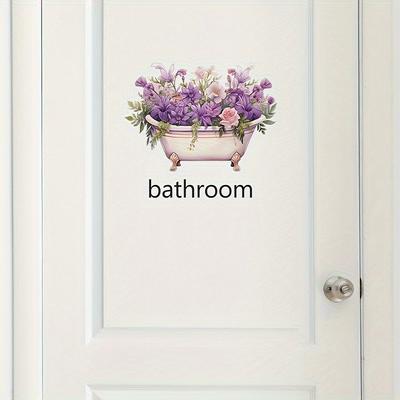 Charming Self-Adhesive Bathtub Flower Wall Decal - Easy Apply Bathroom Door & Home Decor Sticker