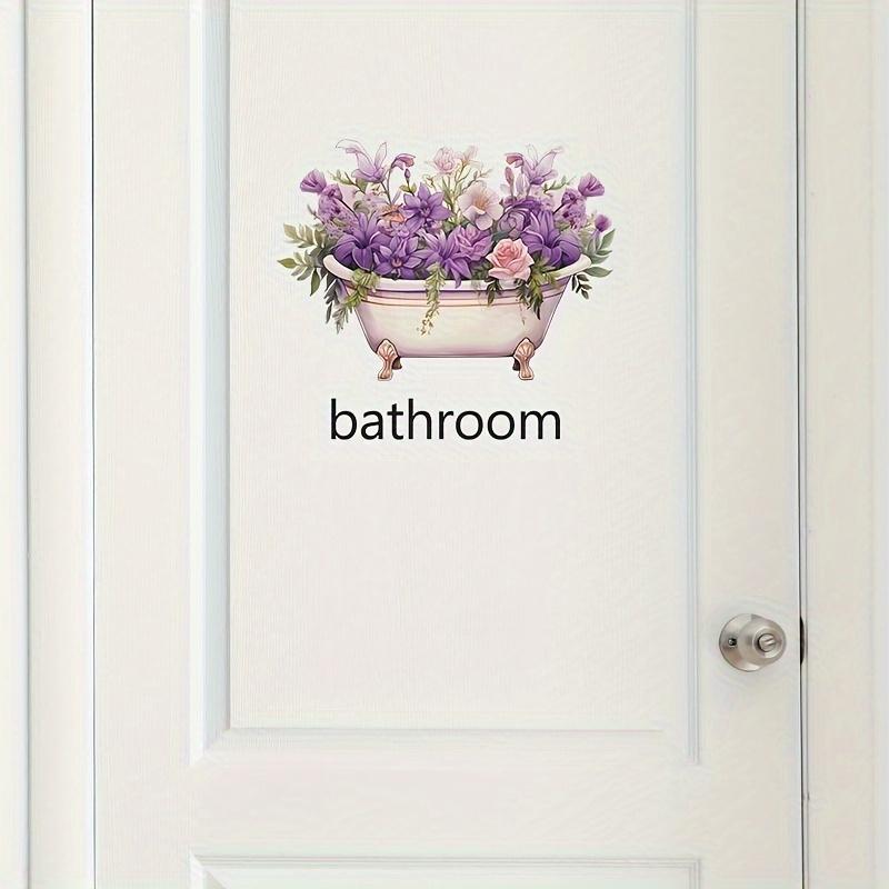 Charming Self-Adhesive Bathtub Flower Wall Decal - Easy Apply Bathroom Door & Home Decor Sticker