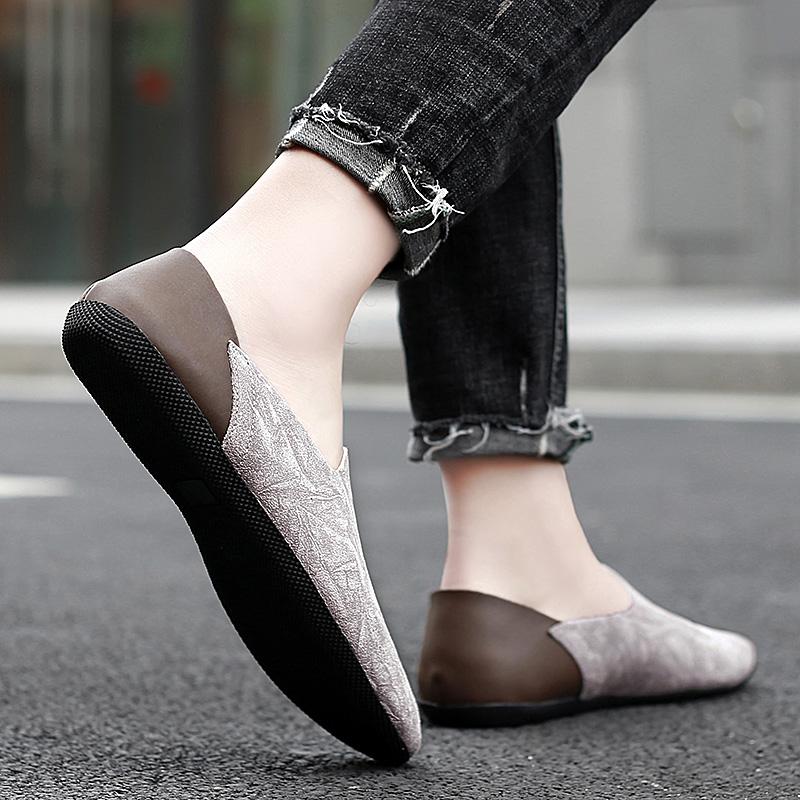 Men's Loafers Leather Shoes Slip On Casual Moccasins Breathable Male Boat Shoes Fashion Business Flats