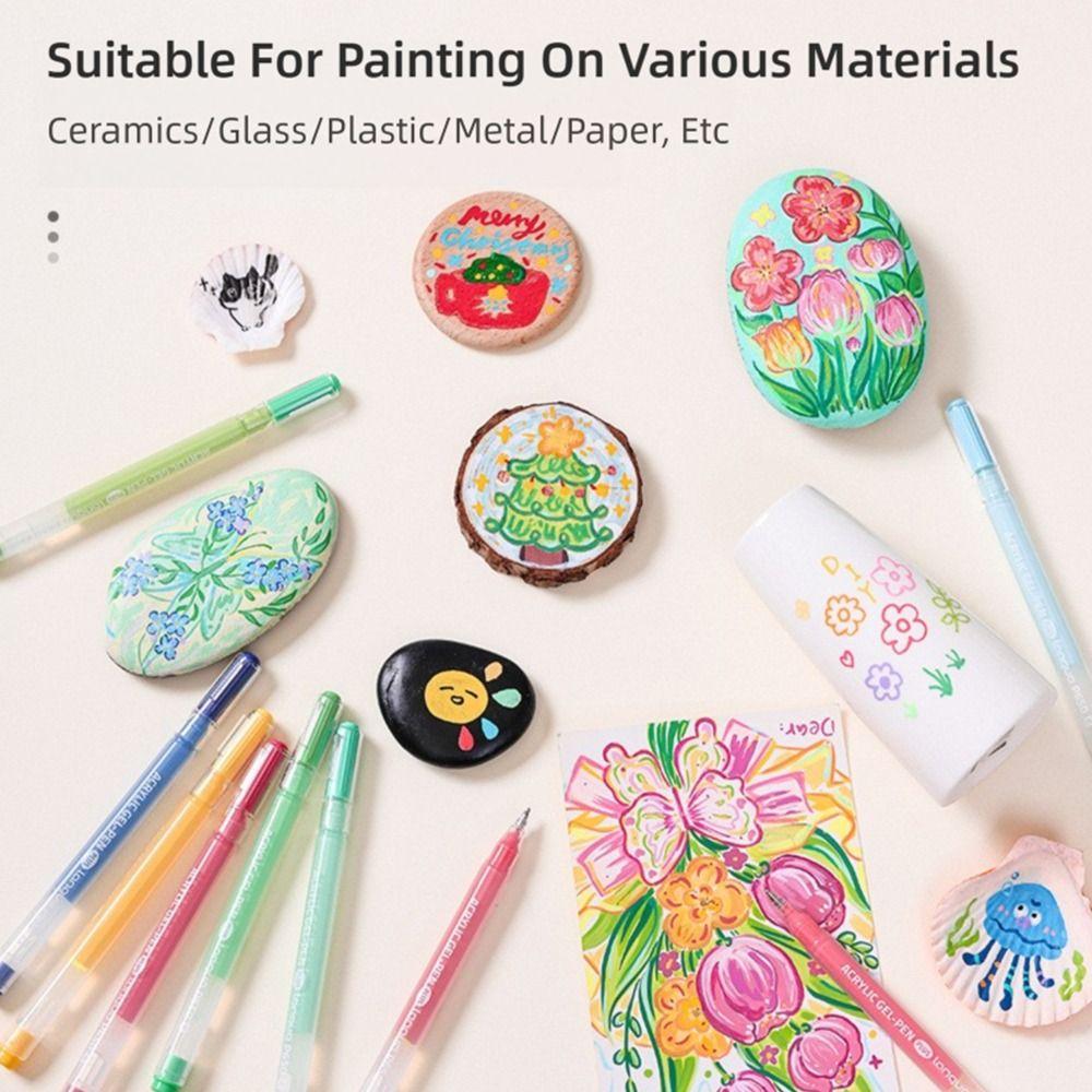 6Colors/Set DIY Album Card Acrylic Painting Brush Art Drawing Color Graffiti Pen Marker Pen