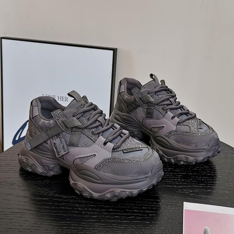 

Small thick-soled women s autumn new American retro color matching versatile casual sports shoes 40