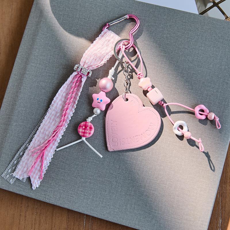 

Y2K Trendy Lace Bow Star Keychain Ins Sweet Girly Braided Rope Keyring Bag Pendant Hanging Decoration Key Accessories
