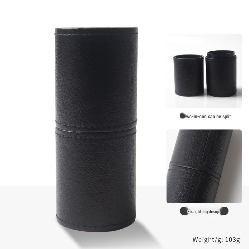 Przenośny Wielofunkcyjny Pojemnik na Pędzle do Makijażu ze Skóry PU z Pokrywką - Mały, Wodoodporny, Pyłoszczelny Rozwiązanie do Przechowywania