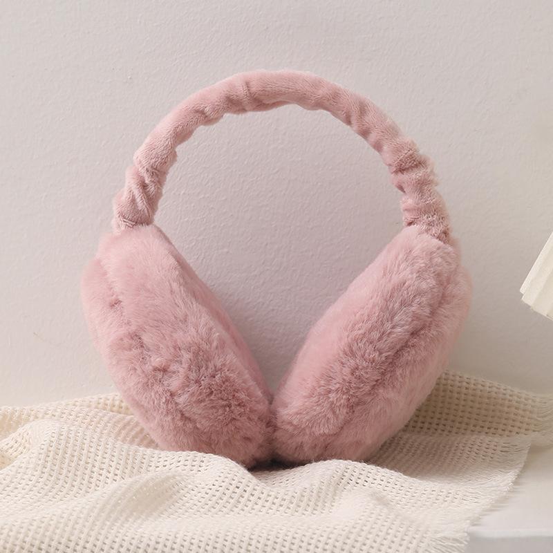 Foldable Plush Earmuffs: Cute, Solid Color, Warm, Cold-Proof for Men & Women.