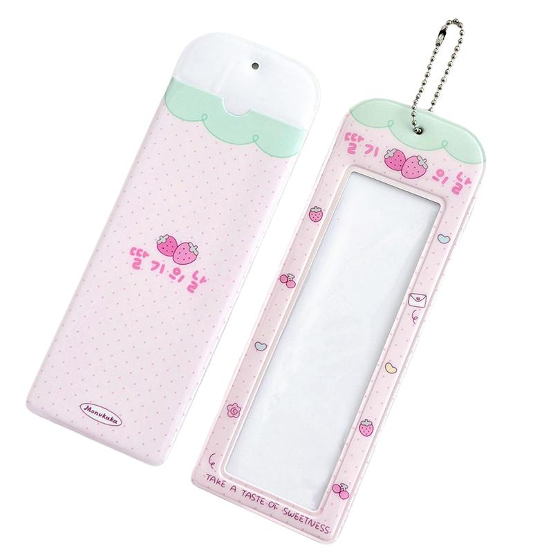 Photocard Holder Pvc Transparent Card Case Student Campus Card Access Bag Strawberry Four Grid Card Sleeve