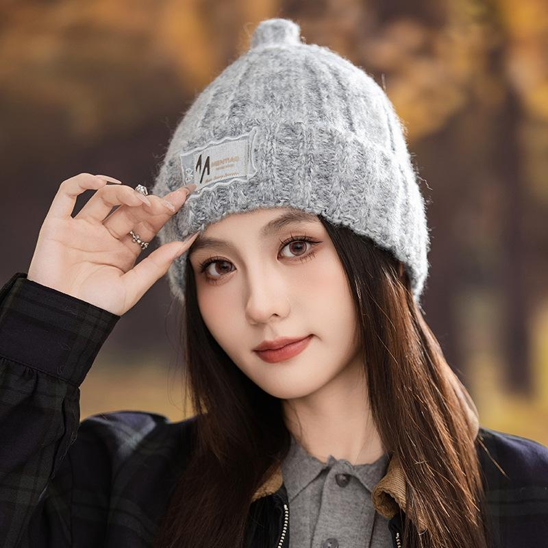 Autumn and Winter Knitted Hat Women's Wool Hat Windproof and Warm Ear Hat