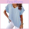 T-shirt Vintage in Cotone e Lino con Stampa per Donna Casual
